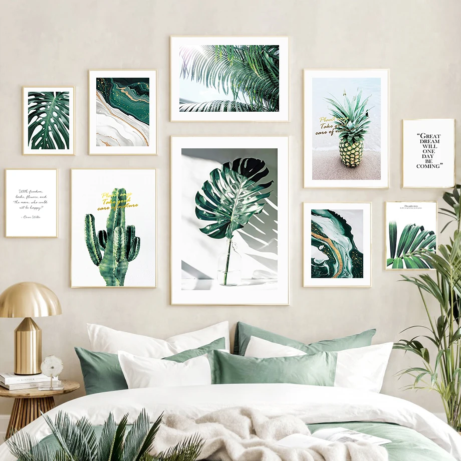 Настенная Картина на холсте с изображением большой пальмы зеленых листьев