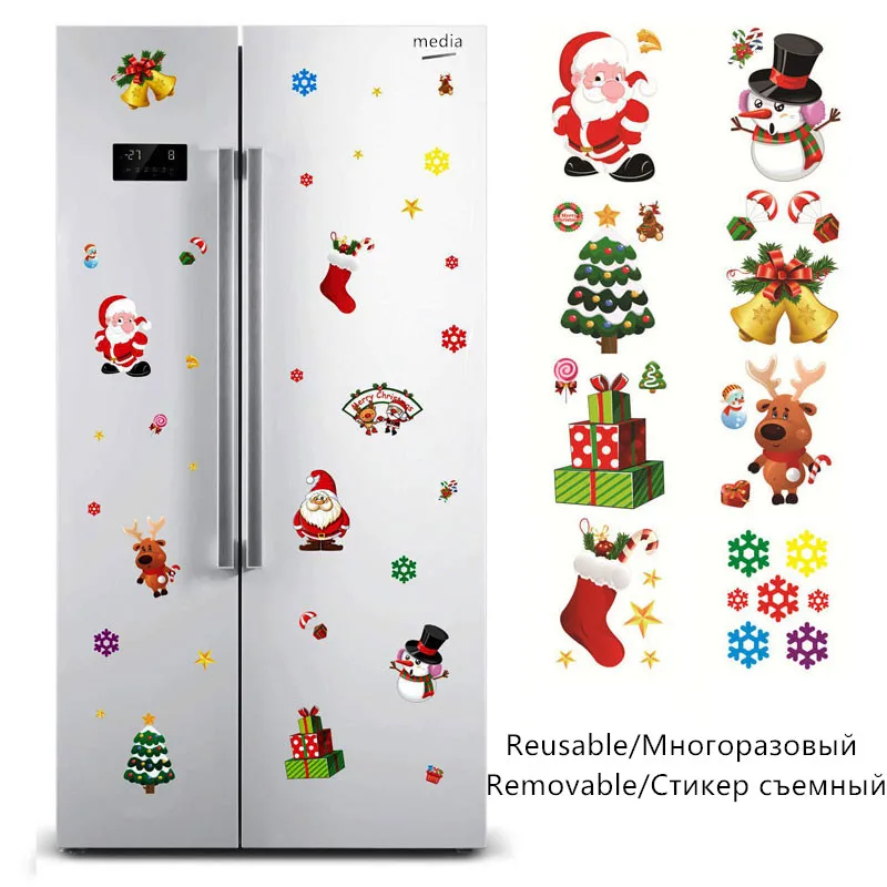 Съемное рождественское окно стеклянная наклейка рождественские украшения для