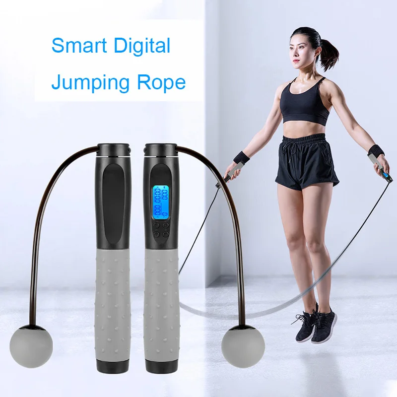 

Digital Electric Counter Jump Rope Indoor/Outdoor Fitness Training Adjustable Calorie Skipping Rope Home Workout w/ Timer Alarm