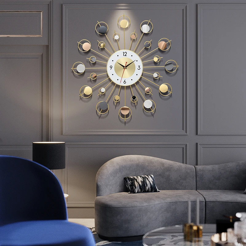 

Large Industrial Wall Clock Electronic Luxury Gold Europe Style Wall Clock Living Room Kitchen Orologio Da Parete Home Watch