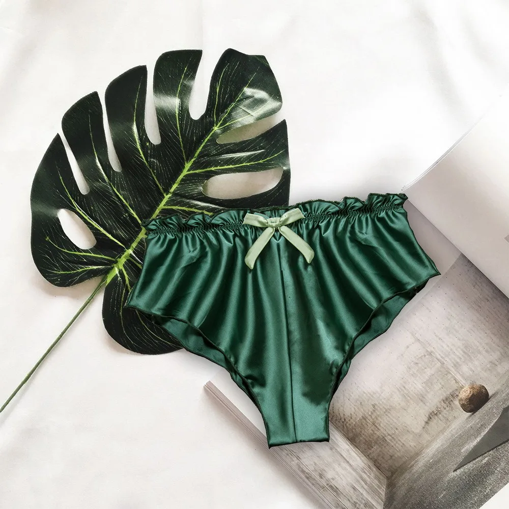 

women panties Sexy Lingerie Silk Satin Sexy Flowers Floral Lace Pajamas Underwear Women Shorts Underwear High Waist Briefs