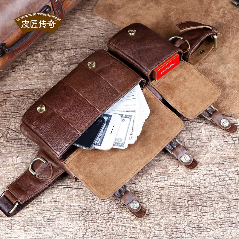 

Cobbler Leather Genuine Leather Waist Packs Men Waist Bags Fanny Pack Belt Bag Phone Bags Travel Waist Pack Male Small Waist Bag