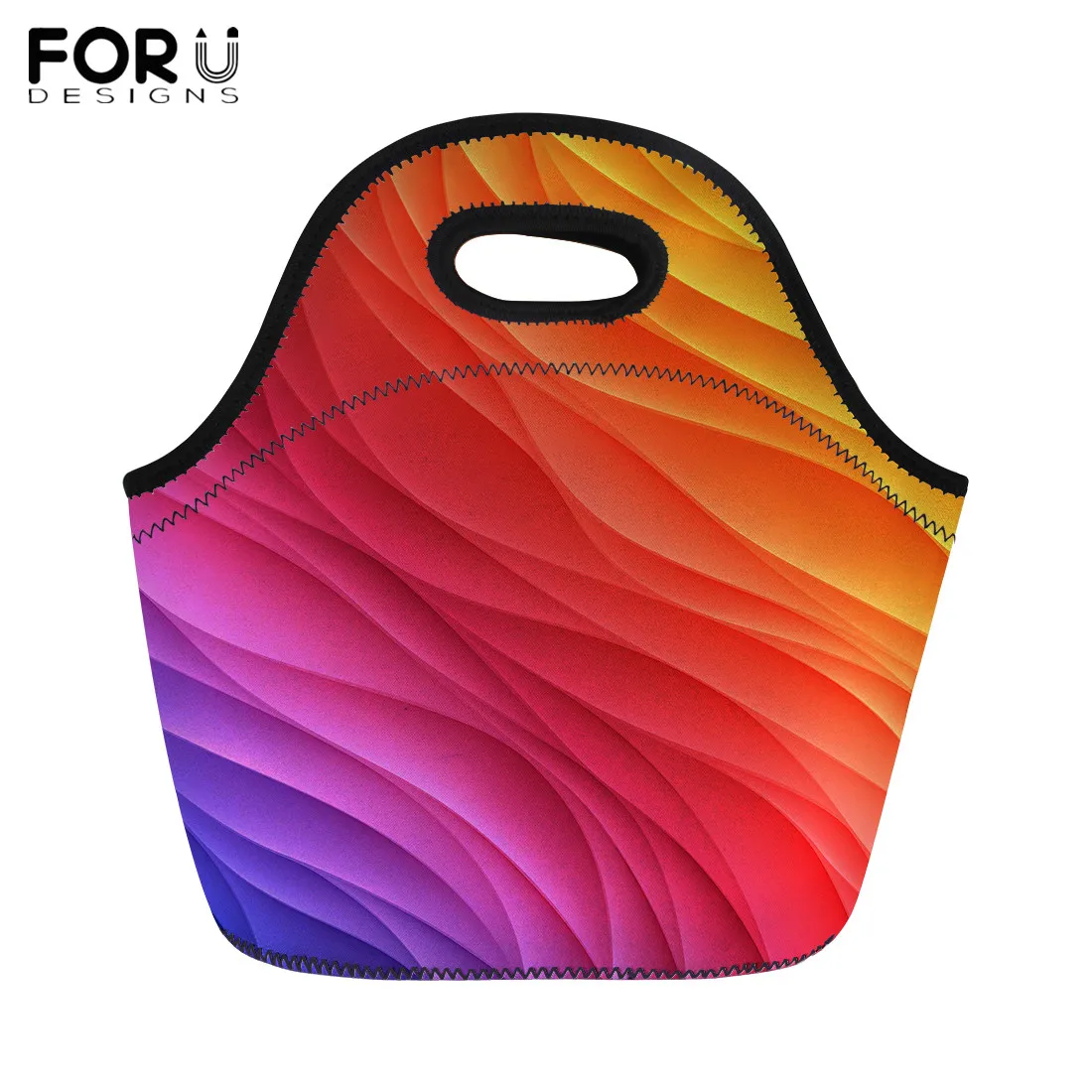Неопреновая Радужная разноцветная сумка для ланча FORUDESIGNS с художественным