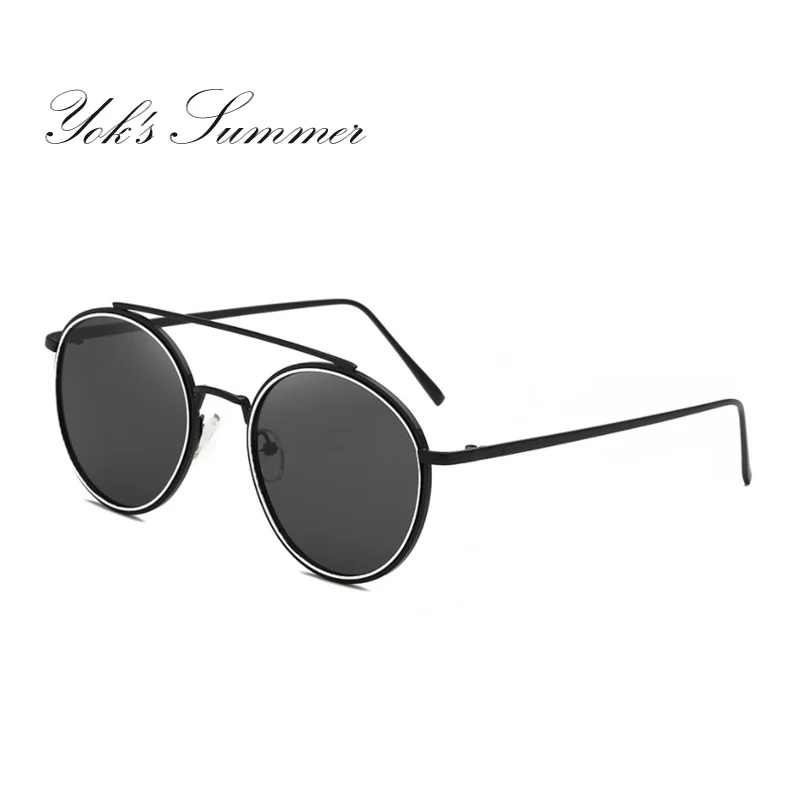 YOK'S женские розовые круглые солнцезащитные очки мужские брендовые двойной мост