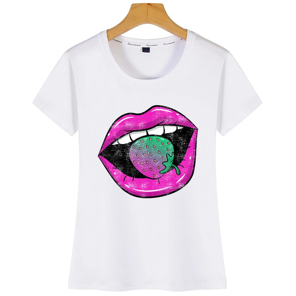 Топы Футболка Для женщин парным Пастель Гот клубника средства ухода за губами