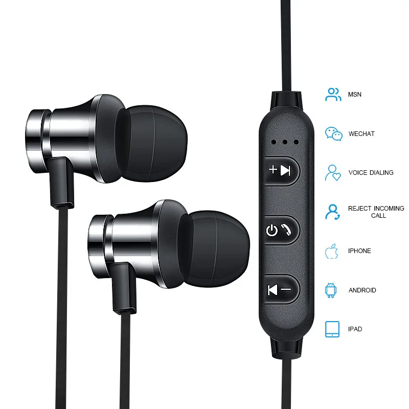 Магнитные Bluetooth наушники беспроводные наушники 3D стерео спортивные наушники громкой связи наушники в ухо гарнитура с микрофоном для Apple iPhone Xiaomi