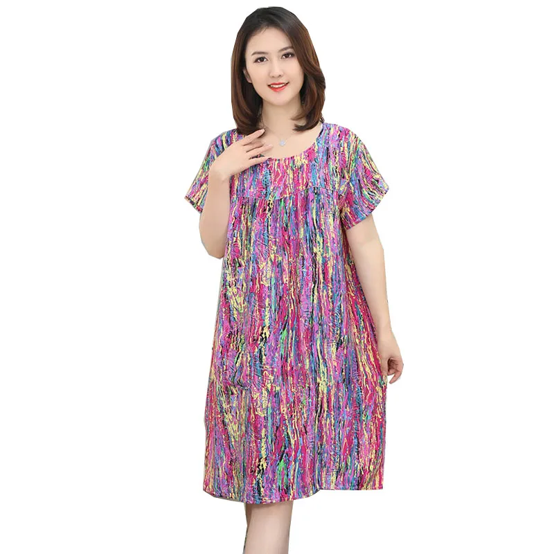 Ночная рубашка женская для средних лет летняя сорочка с коротким рукавом