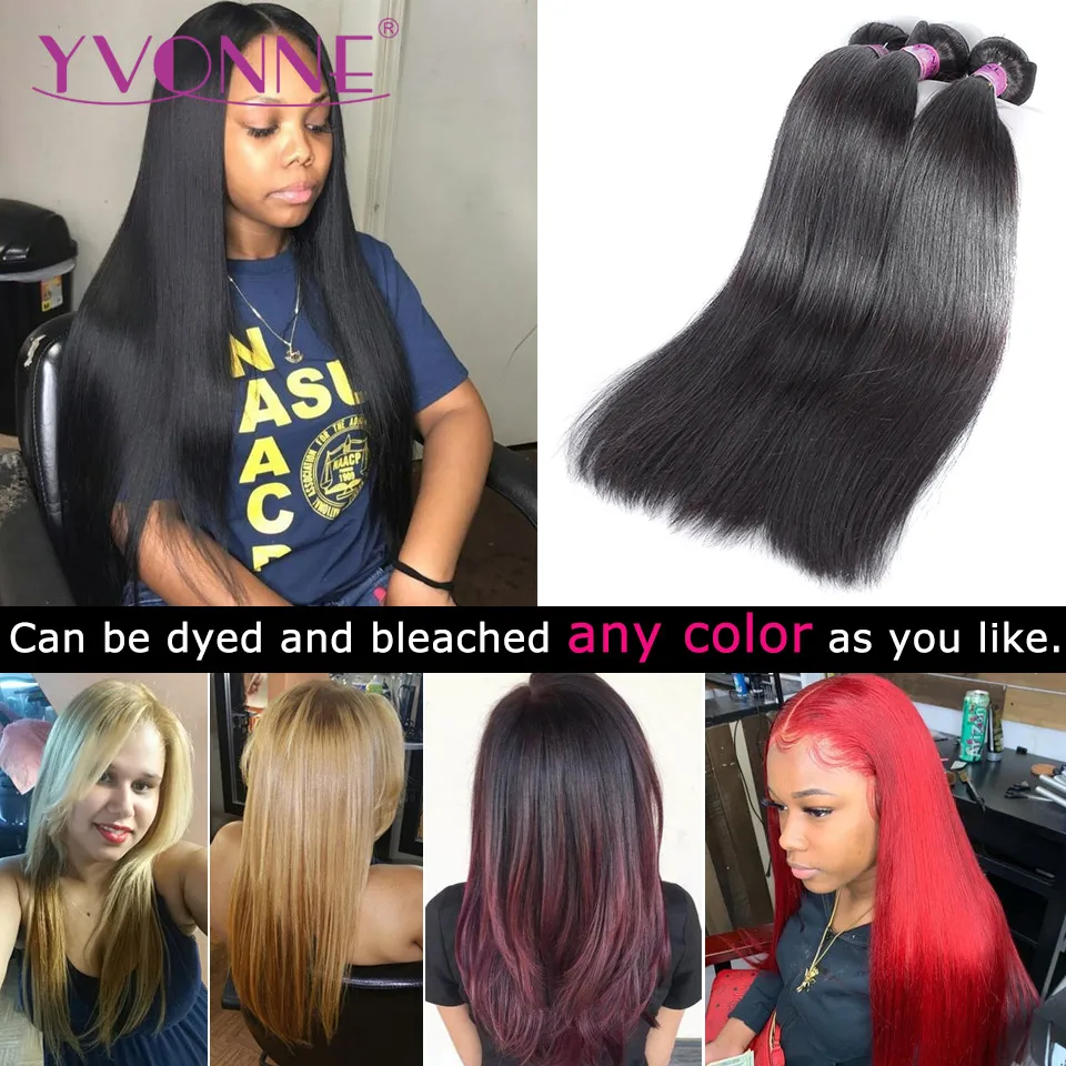 YVONNE прямые натуральные волосы 3 пряди бразильские плетеные 100% человеческие