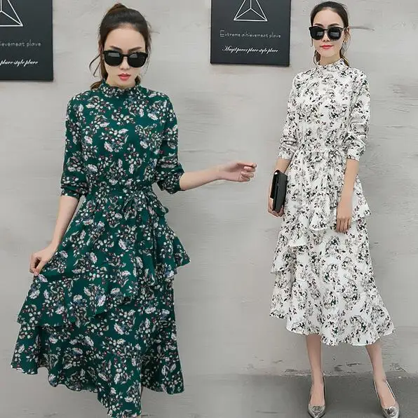 Осеннее асимметричное длинное шифоновое платье для женщин Vestidos с длинным