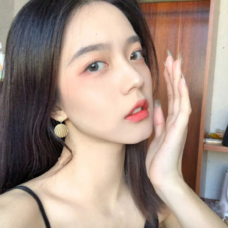 

Minimalist Vintage Gold Color Geometric Stud Earrings for Women Simple Chain Oval Statement Earrings 2021 Trend Female Jewelry