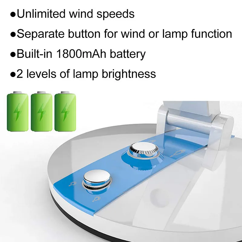 

Outdoor Solar Fan Foldable With LED Light 2 Speed Adjustable Cooler Mini Fan Handy Small Desk Desktop USB Cooling Fan For Child