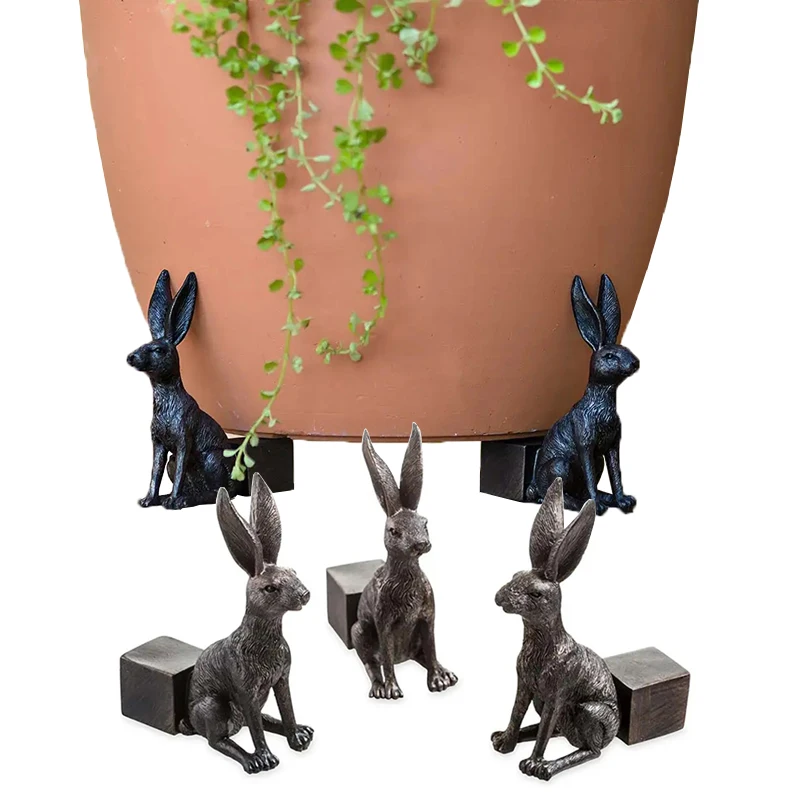 

3pcs Plant Pot Stand Dog/cat/rabbit Statue Flower Pot Planter Rack Pot Support Foot Handmade Garden Decoration
