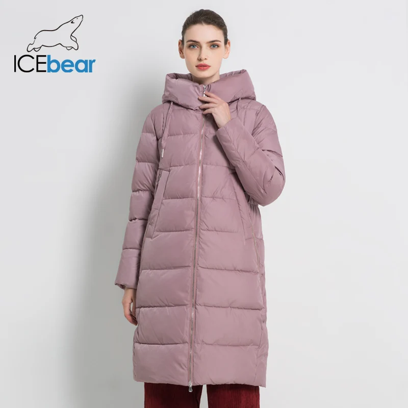 ICEbear Новинка зимняя женская куртка Длинное женское пальто Толстая теплые Женские хлопчатобумажные модные куртки высокого качества с капюшоном парки марка Женская одежда GWD18238I