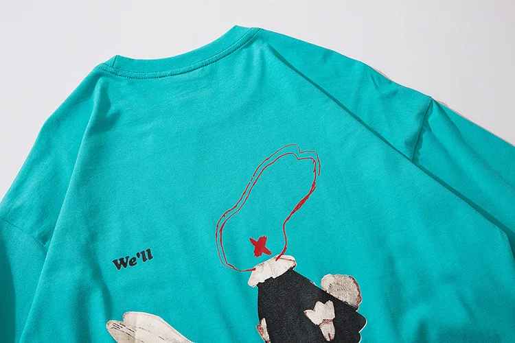 

New T-shirt for men with short sleeves for 2021 spring/summer couples popular logo hip hop loose bunny print T-shirt for men