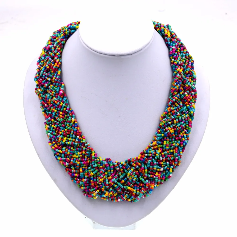 Новый стиль чокер стеклянный бисер многоцветный модное ожерелье ювелирные