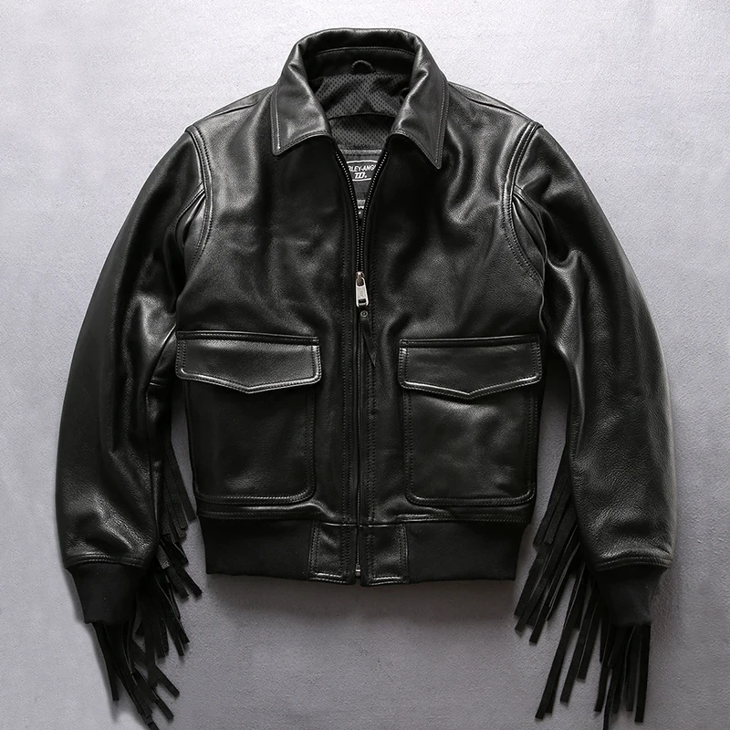

99001 Rock Can Roll Read Description! US Big Size Air Force A2 Pilot High Quality Genuine Cow Leather Biker Jacket