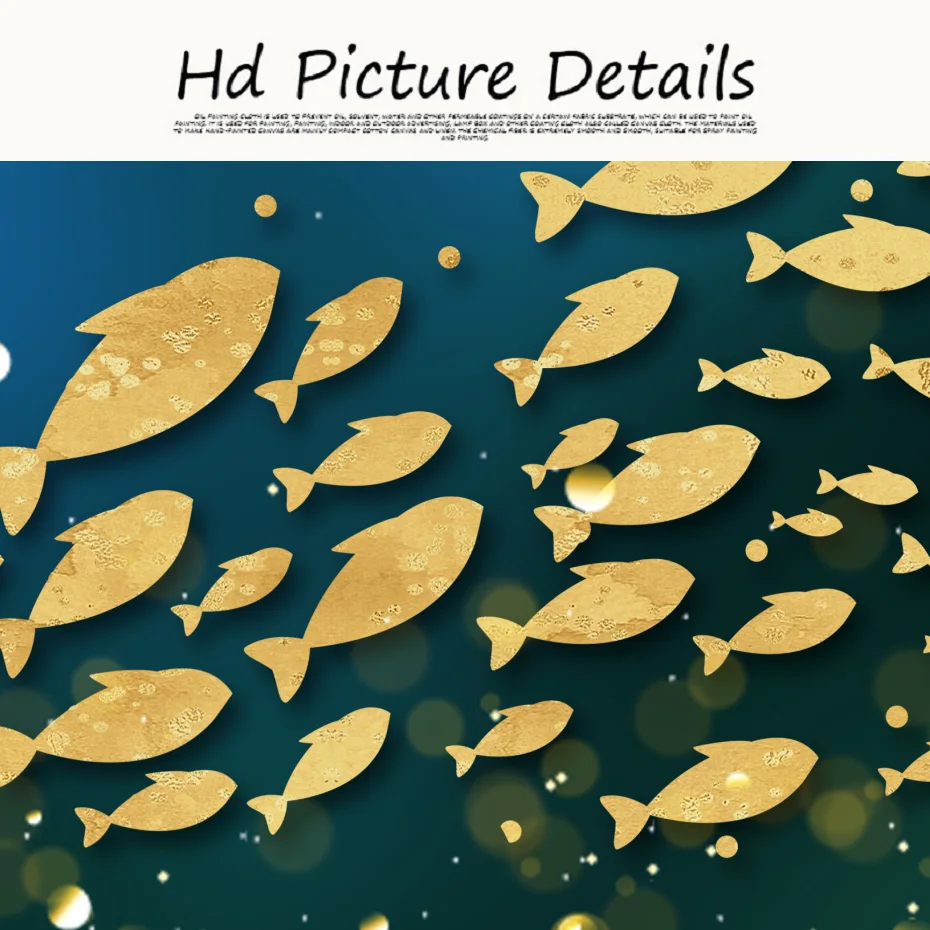 3 шт. абстрактная Золотая Рыба школа Лось Печать на холсте настенные