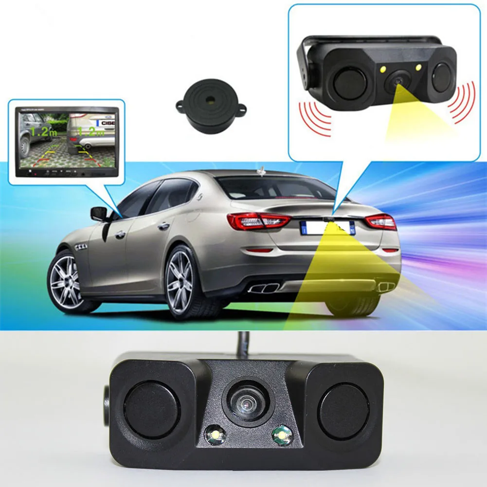 

3 In 1 Rear View Security Camera Waterproof Parking Video Auto Sensor Truck Car Reversing Kit