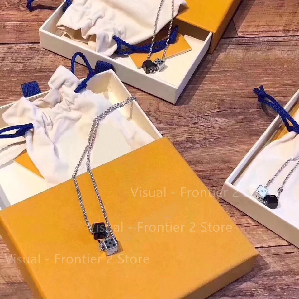 

2021 New Luxury Fashion Brand Dice Necklace Simple Men And Women Couple Titanium Steel Necklace Korean Accessories