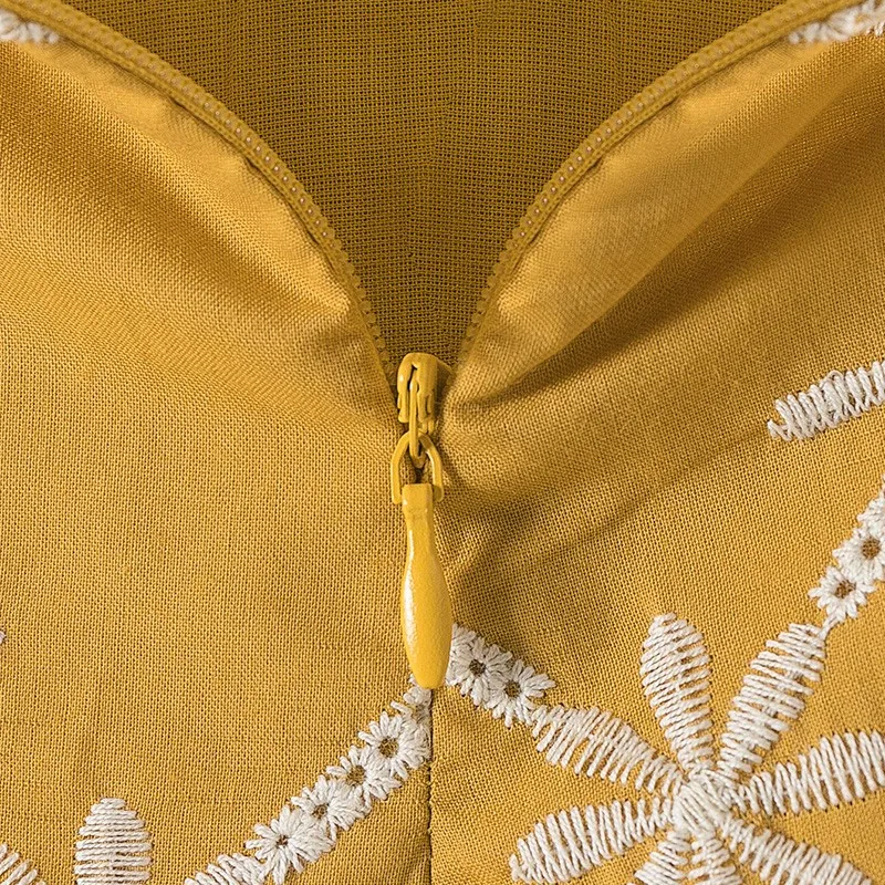 

Alldoke Summer White Flower Embroidery Yellow Skirts Women Zipper Hihg Waist Vintage Long Skirt Femme Casual Skirt Womens 2021
