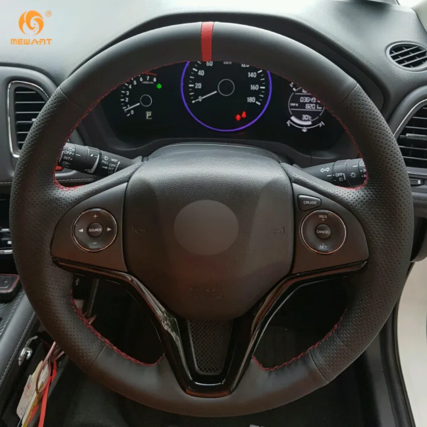 MEWANT черный чехол рулевого колеса автомобиля из натуральной кожи для Honda New Fit City Jazz