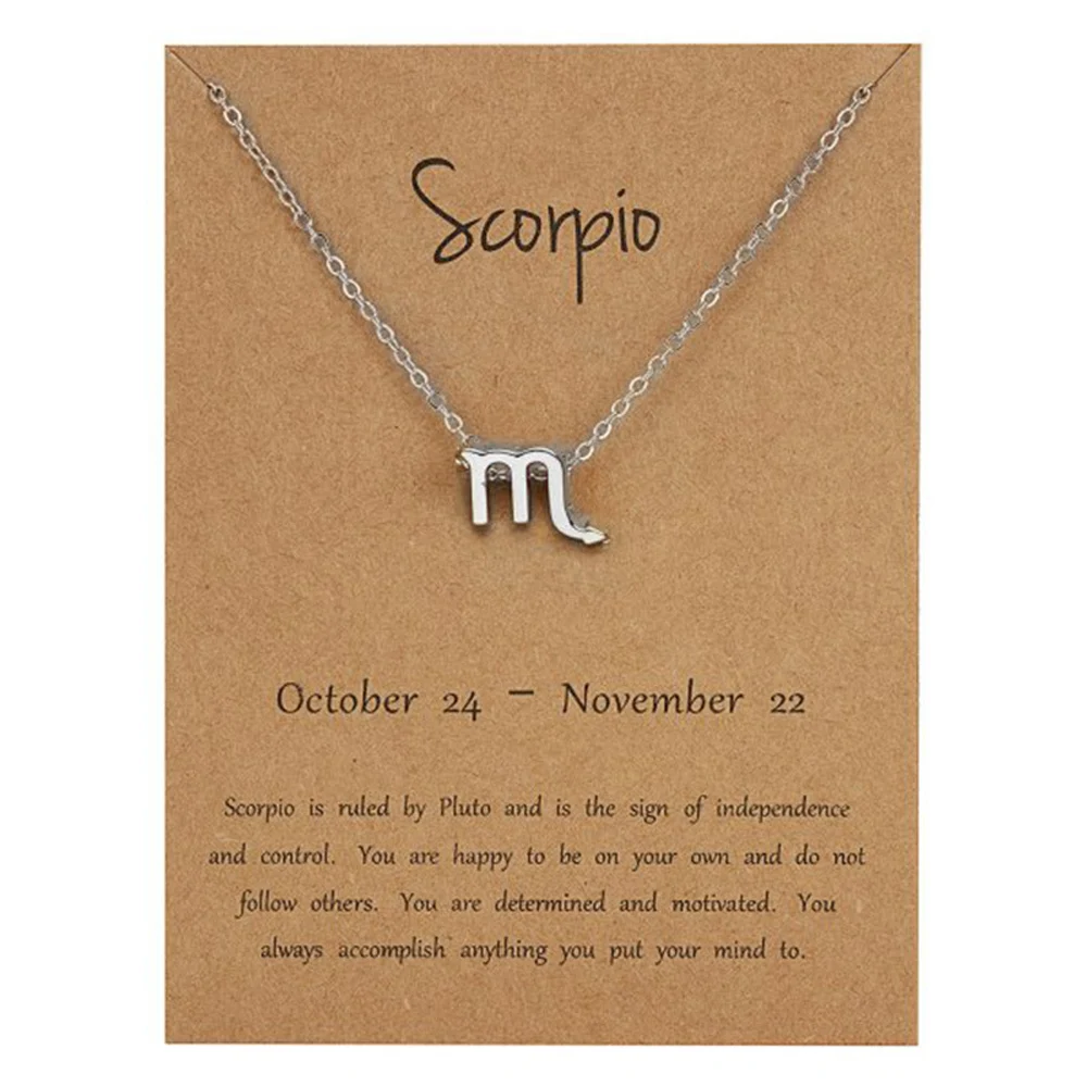 

12 Zodiac Sign Necklaces with Gift card constellations Pendant Gold chains choker For women Fashion Jewelry