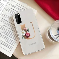 26 english name letters initial soft tpu phone case for samsung galaxy note20 ultra note10 lite s9 s8 plus custom flower cover