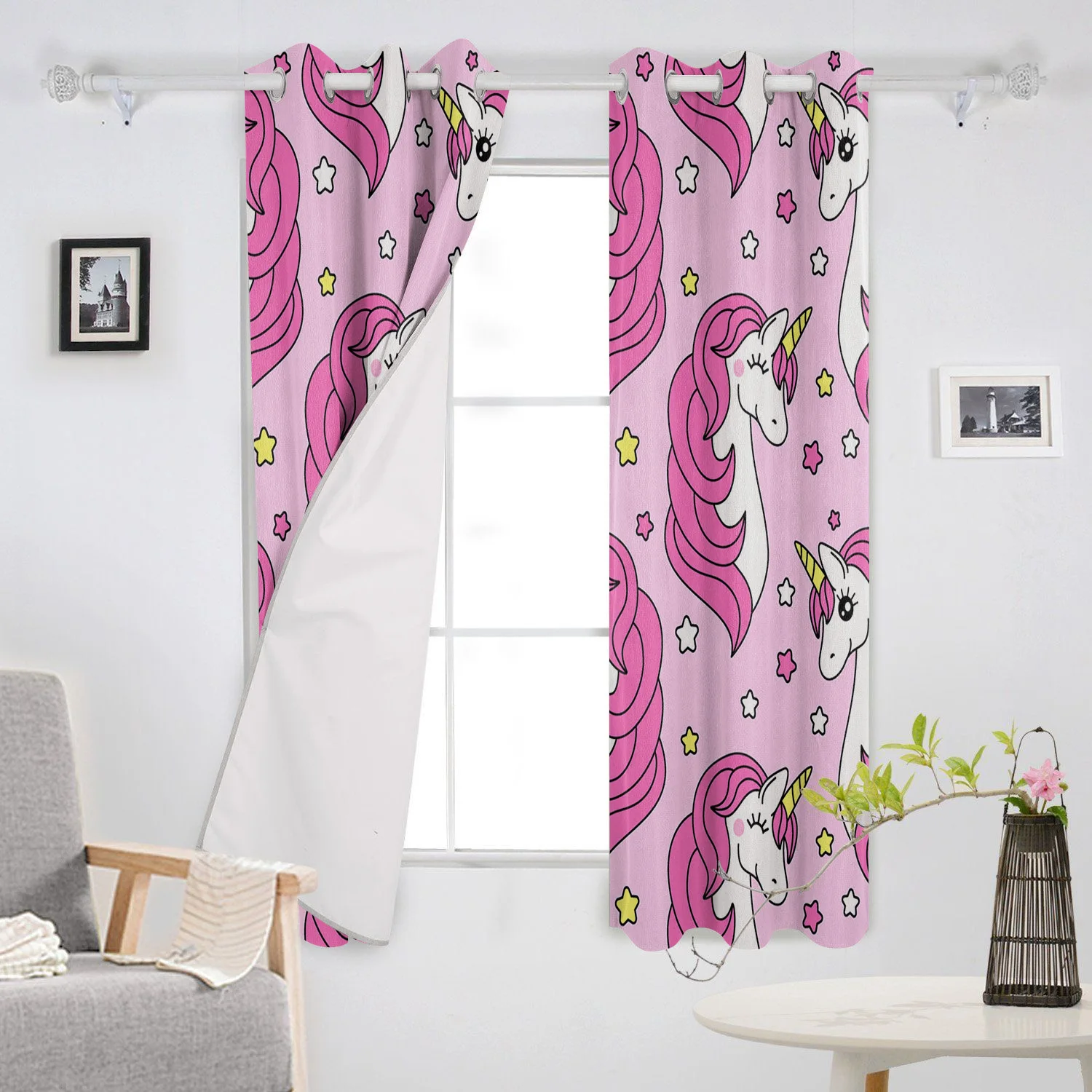 Занавески для дома с милым рисунком единорога звезд животных шторы гостиной