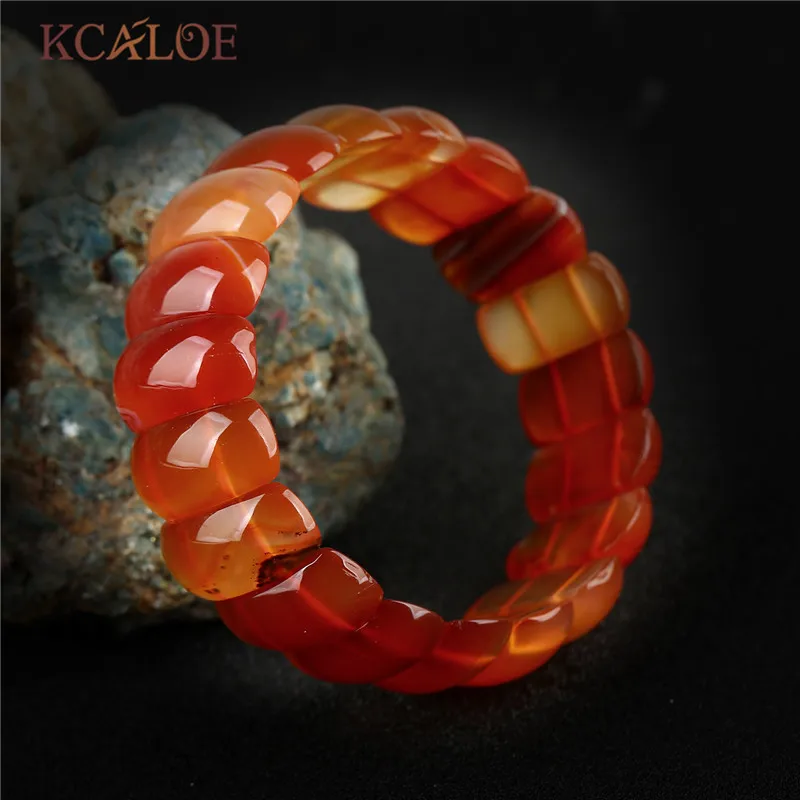 Red Onyx Stone KCALOE прозрачный браслет с лунным камнем для женщин модные широкие браслеты с натуральным камнем модные ювелирные изделия Pulsera - Окраска металла: Red Onyx Stone