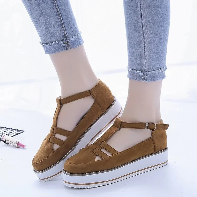 

Summer Women Flat Sandals Fashion Round Toe Platform Light Heel Sandals Casual Hasp Heel Sandals Walking Shoes Wear-resistant