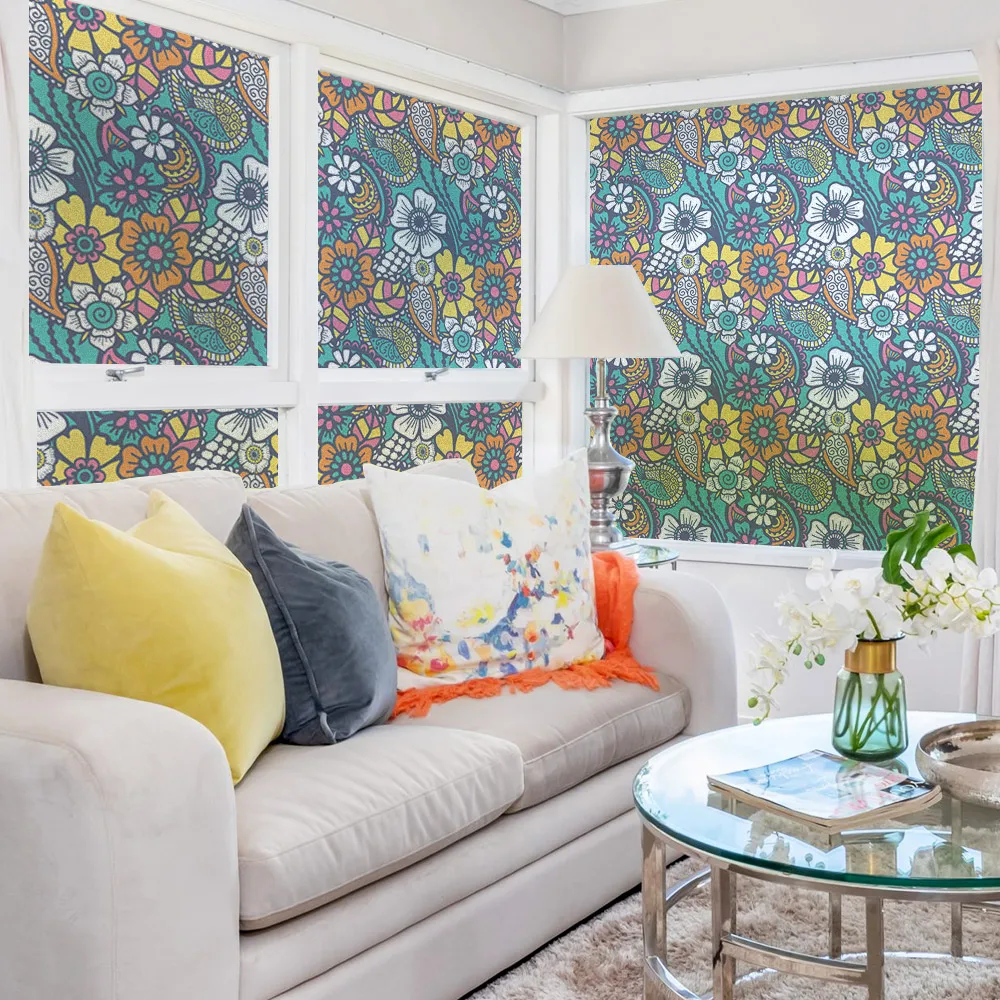 Декоративная Виниловая антиуф-пленка с цветочным орнаментом | Дом и сад