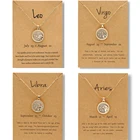 Горячая Распродажа 12 созвездий кулон ожерелье для женщин очаровательные ювелирные изделия Золотая цепочка Знак зодиака ожерелье-чокер для мужчин женщин подарок на день рождения