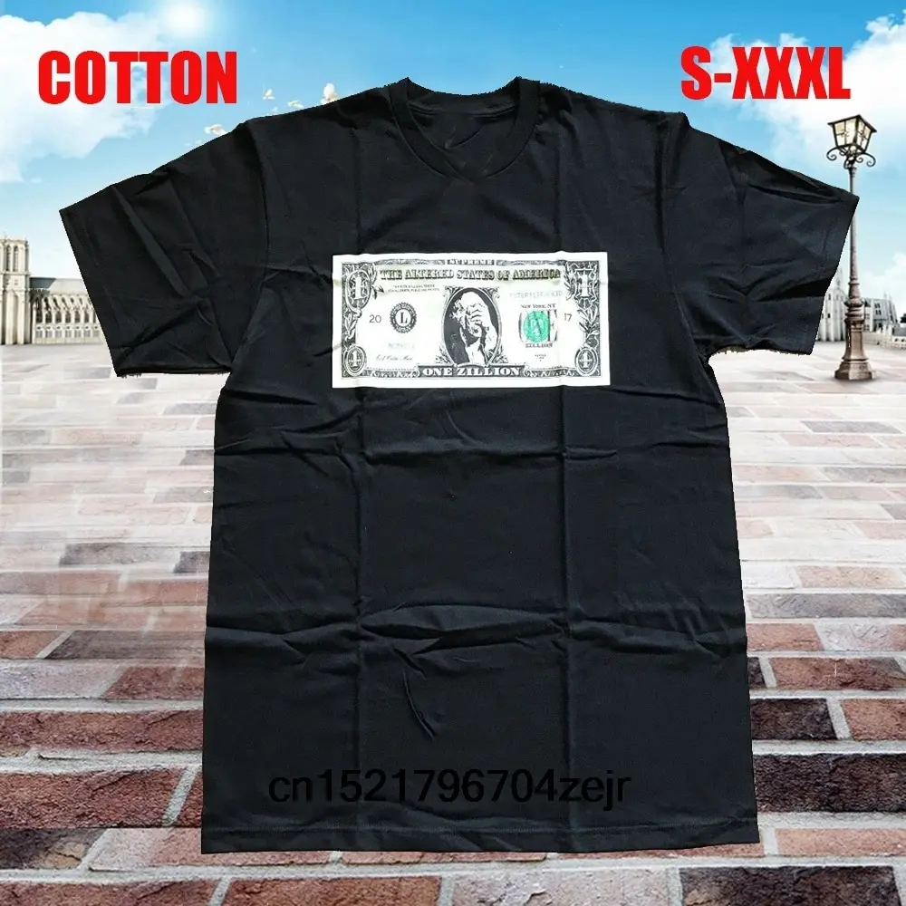 Мужская черная футболка Fw17 One Zillion с изображением долларов wo|Мужские футболки| |