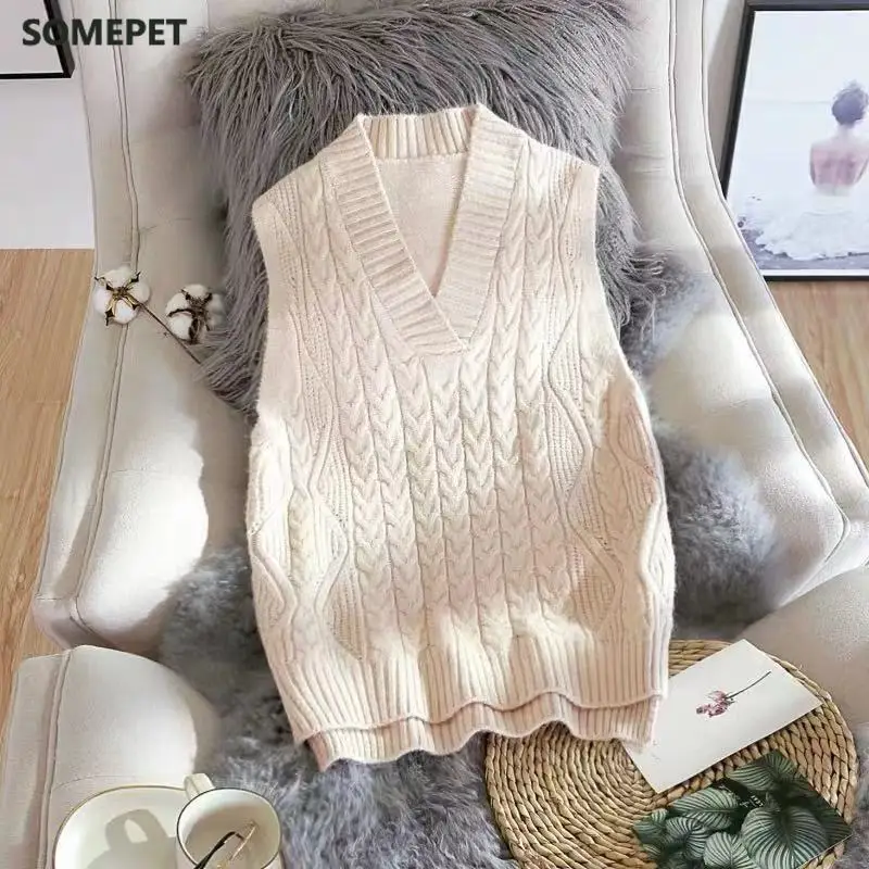 

Свитер без рукавов, женское платье с v-образным воротом, твердая ребристые свитер без рукавов, элегантное платье на осень и зиму, все-матч кор...