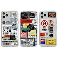 fashion retro label phone cases for iphone 11 12 mini pro xs max x xr 7 8 plus luxur soft tpu airbag cover 12pro 11pro 12mini
