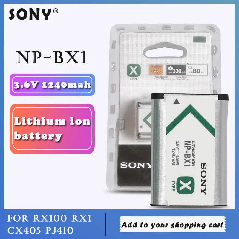 Аккумуляторная батарея Sony литиевая 3 6 В NP-BX1 NP BX1 NPBX1 1240 мАч элементы для камер RX100 M7
