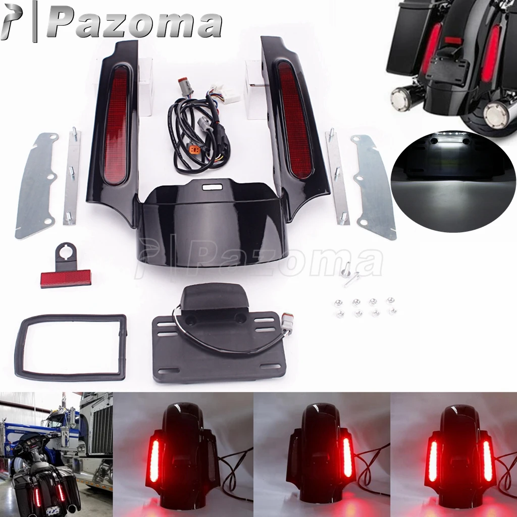 

Накладка на заднее крыло мотоцикла со светодиодный Ной подсветкой и указателем поворота для Harley Touring Road Street Electra Glide 09-13