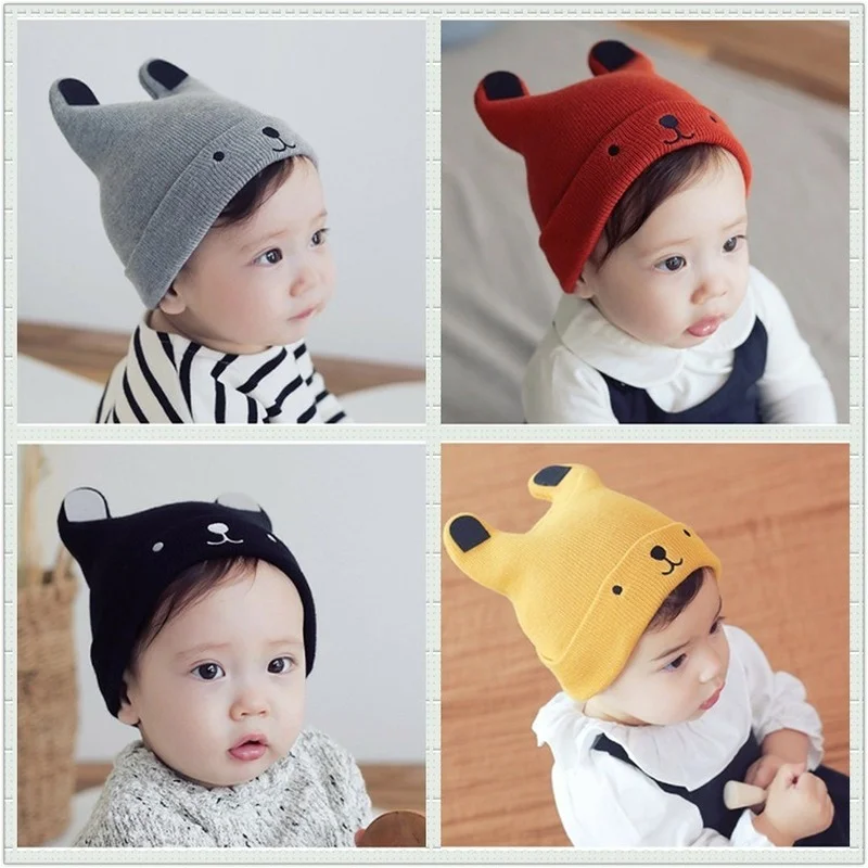 

New Winter Warm Baby Hat Newborn Knitted Cap Crochet Solid Children Beanies Cute Hats Headwear Toddler Kids Caps