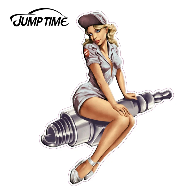 JumpTime 13 см x 10 Стайлинг автомобиля Супер сексуальная Свеча зажигания Pin Up Girl