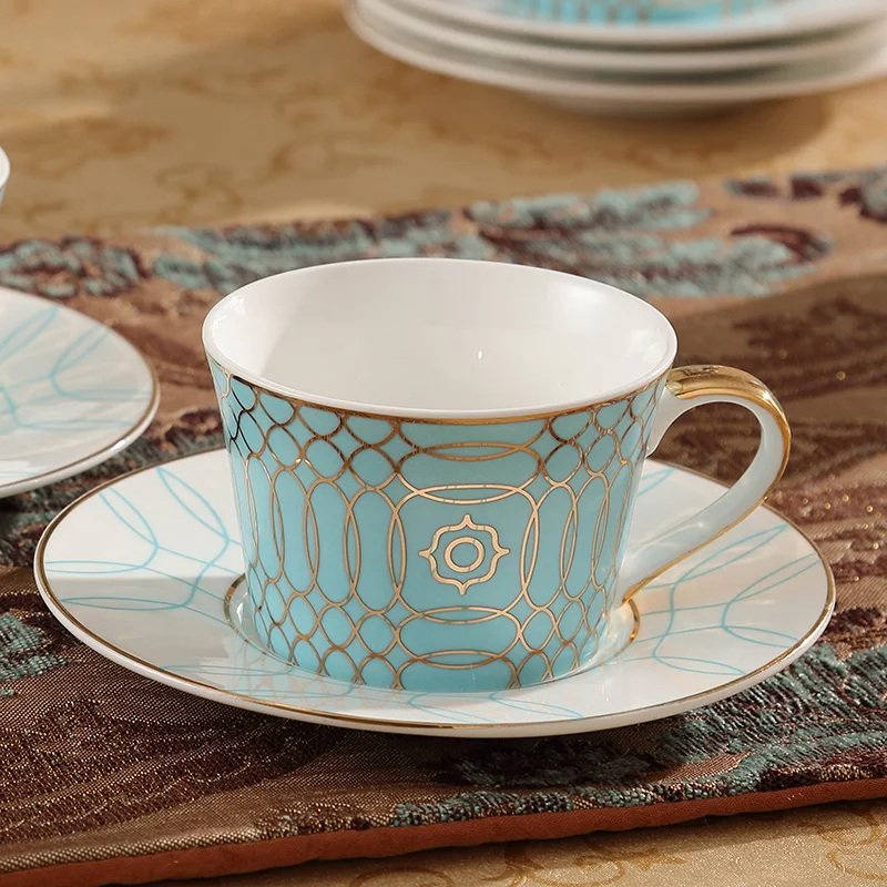 

British Style Flower Bone China Coffee Cup and Saucer Set High-end Afternoon Tea Pastoral Style Flower Tea Cup
