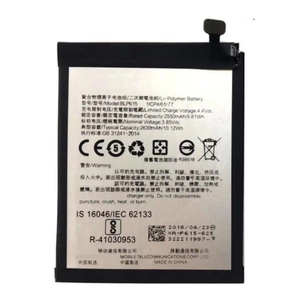 Original Battery 2630mAh 10.12WH 3.85V BLP615 Rechargeable Li-ion phone battery For OPPO A37M a37t Cell phone batterie