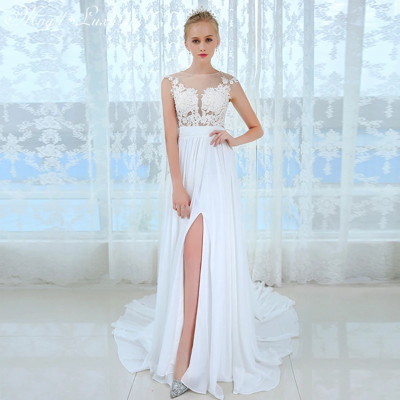 

Bride Luxury Split A-Line Wedding Dresses for Women 2021 Bridal Simple Lace Sexy Wedding Dress Ball Gown Bridal Vestido De Noiv