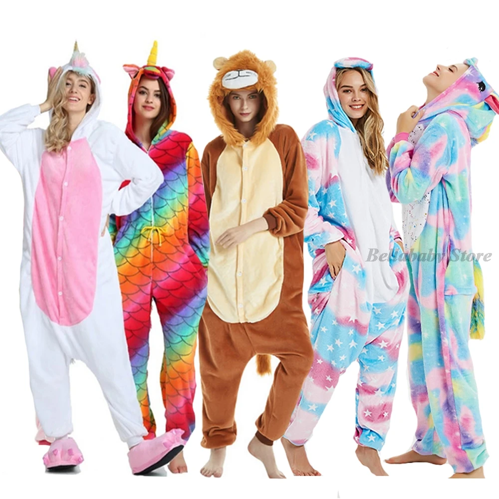 Кигуруми женские взрослые Комбинезоны для мужчин женщин теплый зимний