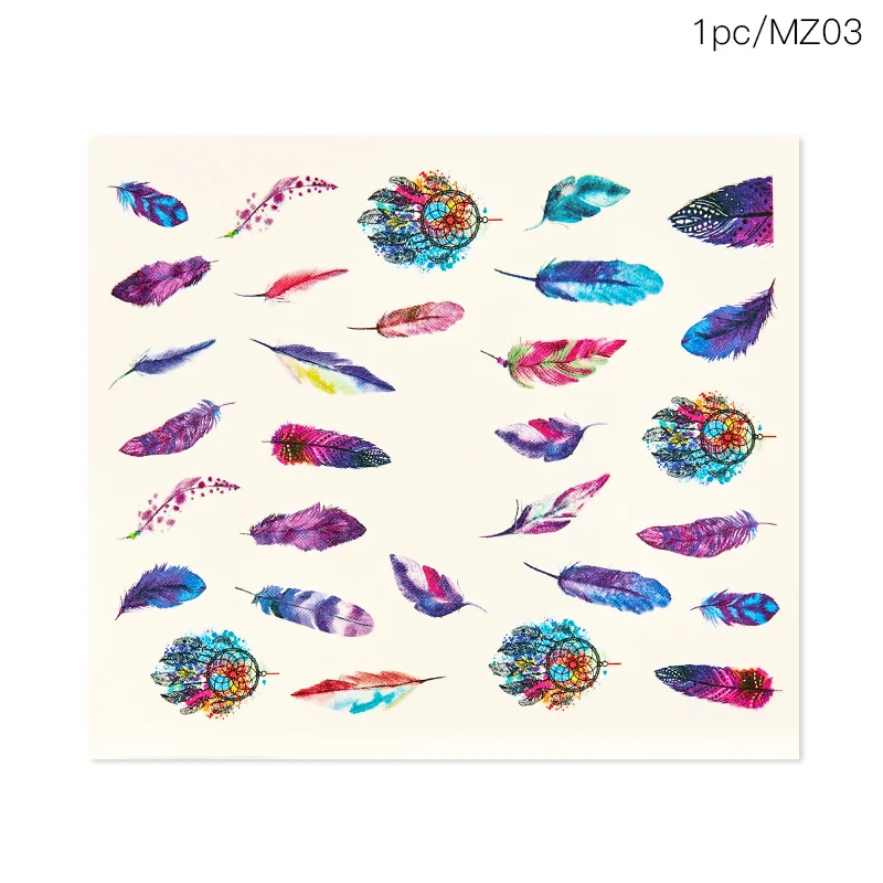 Наклейки для ногтей с изображением четырех лилий и разноцветных цветов|Стикеры