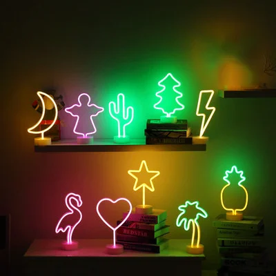 Радужные светодиодные неоновые вывессветильник в виде фламинго лампа для