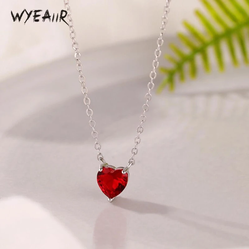 WYEAIIR подарок для пары красное сердце стразы мода темперамент милое серебро 925