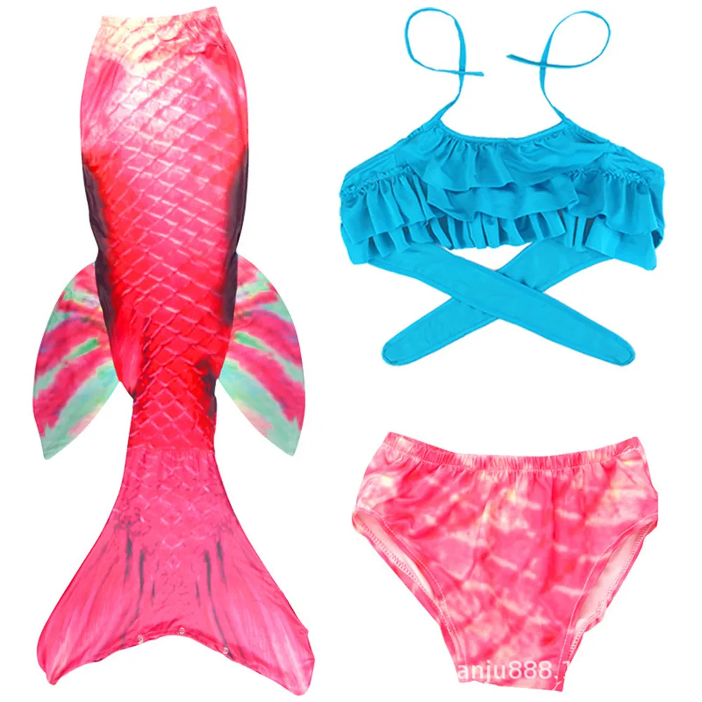 Купальный костюм для девочек с рисунком рыбы 3D хвост русалки купальник и бикини