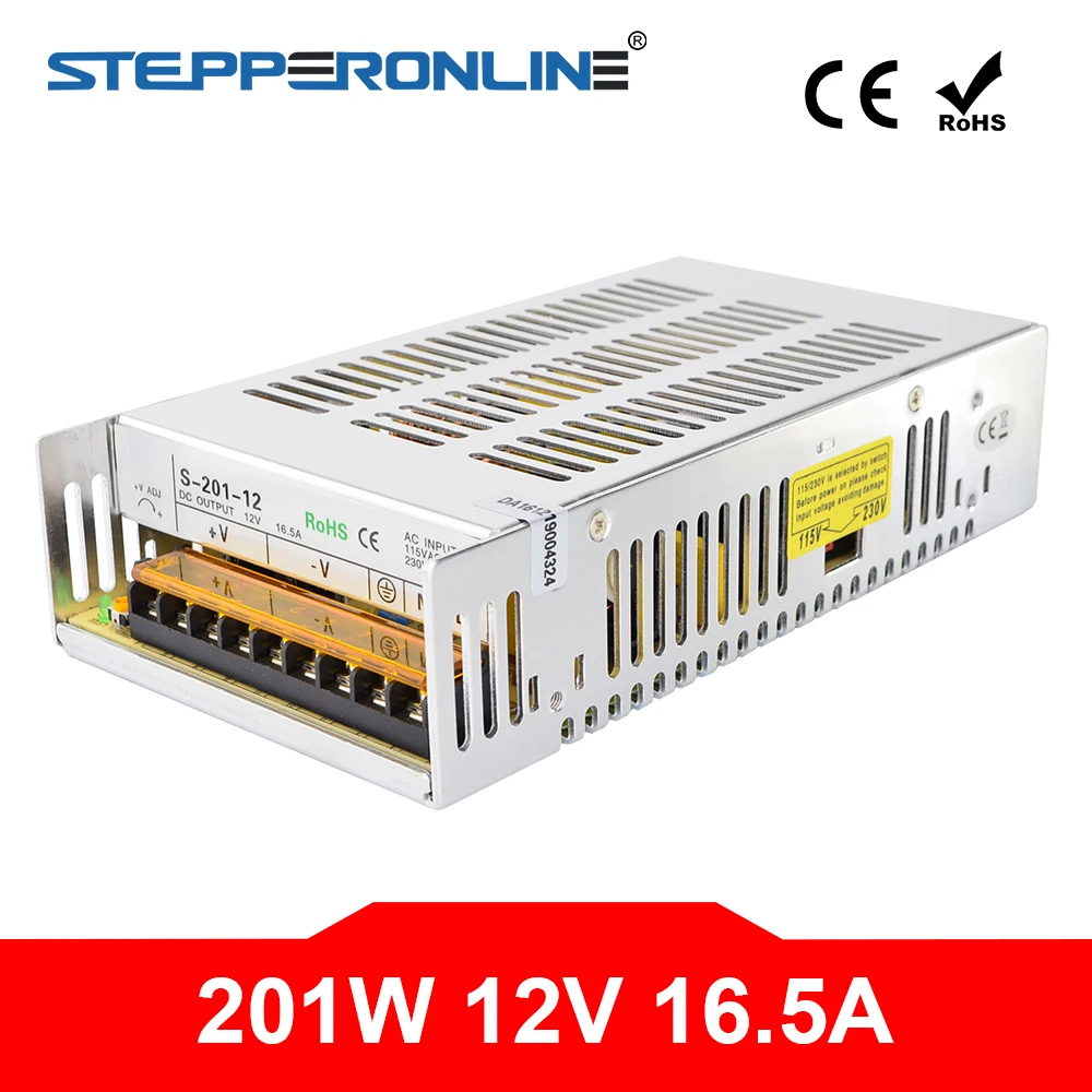Импульсный источник питания DC12V 201W 16.5A 115V/230V для шагового двигателя 3D