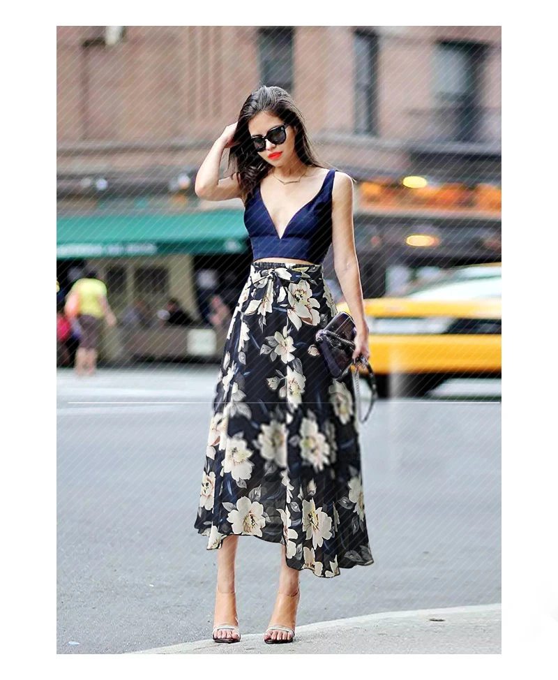 

Women's 2020 summer new chiffon skirt mid-length long swing skirt