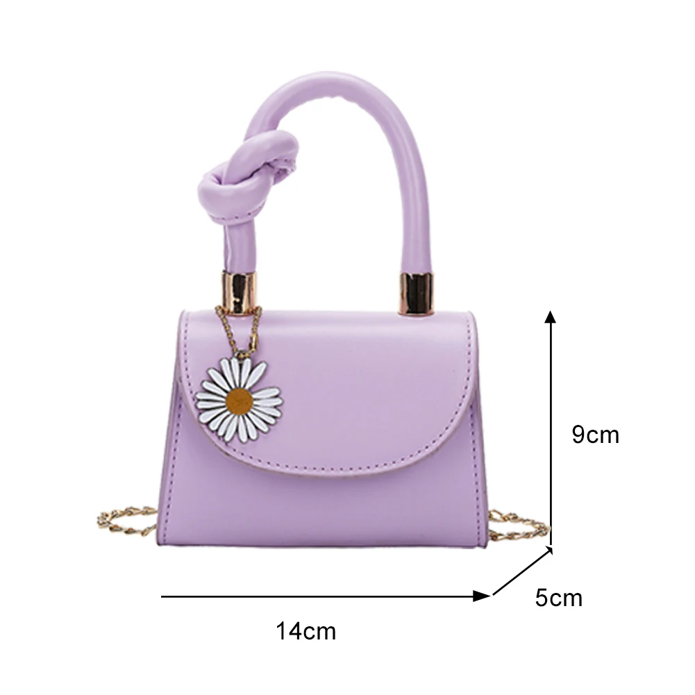 

Fashion Women PU Small Shoulder Bag Daisy Badge Chain Messenger Totes Handbag Youth Ladies Simple Versatile Bag
